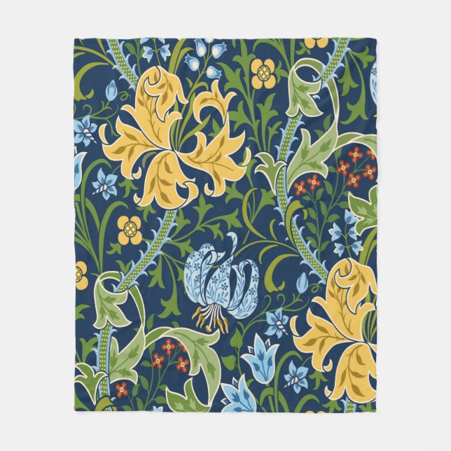 Floral seamless pattern with big flowers, lily and fleece blanket (Front)