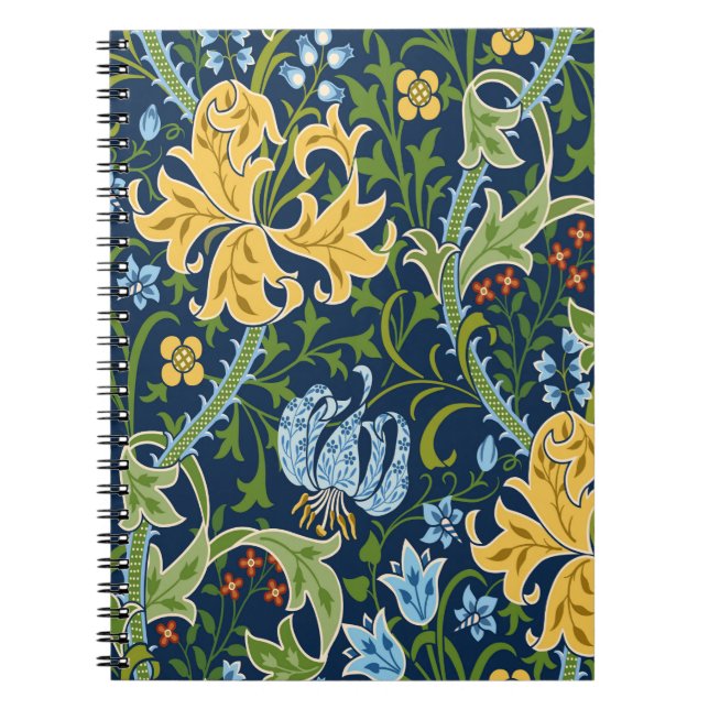 Floral seamless pattern with big flowers, lily and notebook (Front)