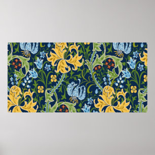 Floral seamless pattern with big flowers, lily and poster