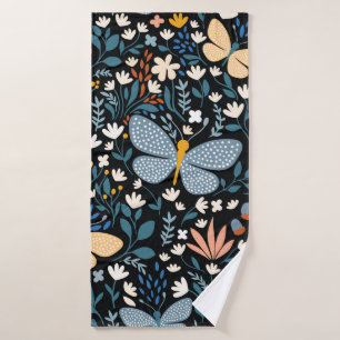 Floral seamless pattern with butterflies,hand draw bath towel