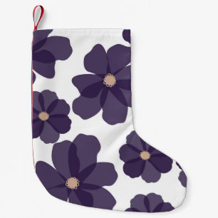 Floral seamless pattern with hand drawn purple cos small christmas stocking