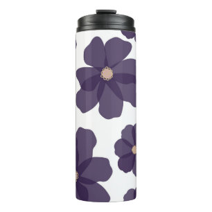 Floral seamless pattern with hand drawn purple cos thermal tumbler