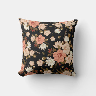 Floral seamless pattern with hibiscus. Floral back Throw Pillow
