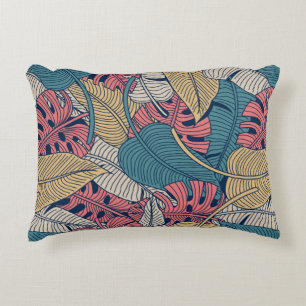 Floral seamless pattern with leaves. tropical back accent pillow