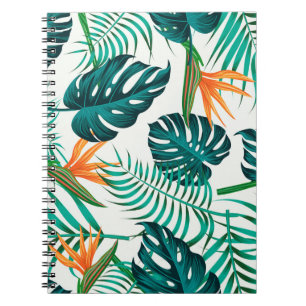 Floral seamless pattern with leaves. tropical back notebook