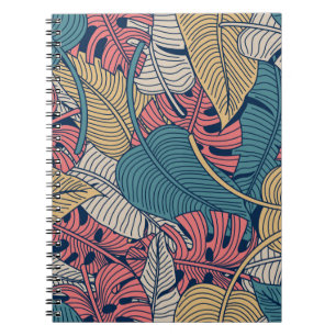 Floral seamless pattern with leaves. tropical back notebook