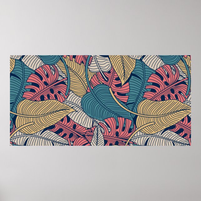 Floral seamless pattern with leaves. tropical back poster (Front)