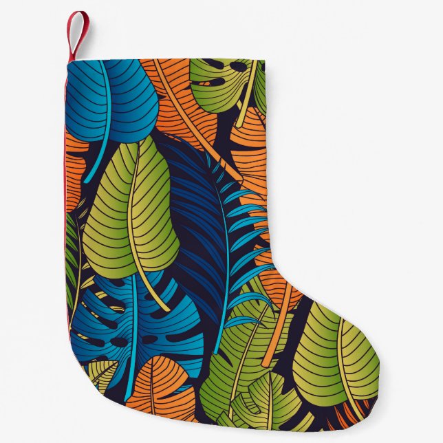Floral seamless pattern with leaves. tropical back small christmas stocking (Front)