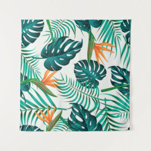 Floral seamless pattern with leaves. tropical back tapestry