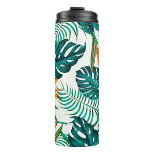 Floral seamless pattern with leaves. tropical back thermal tumbler