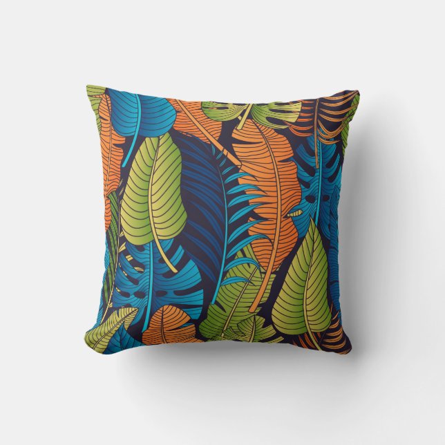 Floral seamless pattern with leaves. tropical back throw pillow (Front)