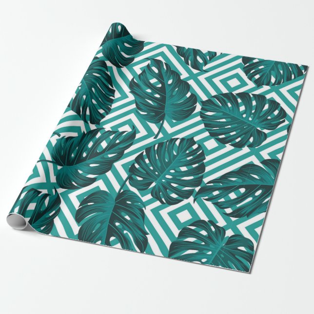Floral seamless pattern with leaves. tropical back wrapping paper (Unrolled)