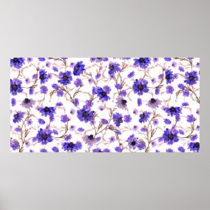 Floral seamless pattern with marigold flowers poster