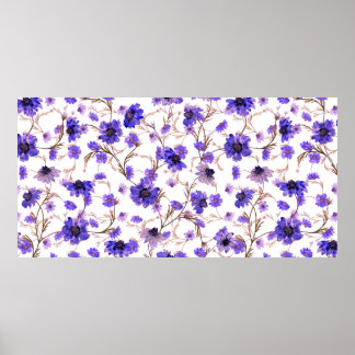 Floral seamless pattern with marigold flowers poster