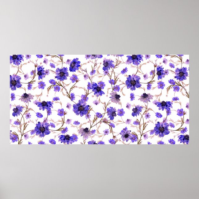 Floral seamless pattern with marigold flowers poster (Front)