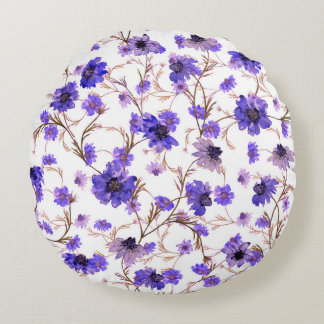 Floral seamless pattern with marigold flowers round pillow