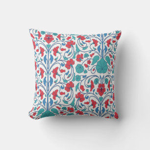 Floral seamless pattern with nasturtium flowers. A Throw Pillow