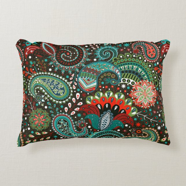 Floral seamless pattern with paisley elements accent pillow (Front)