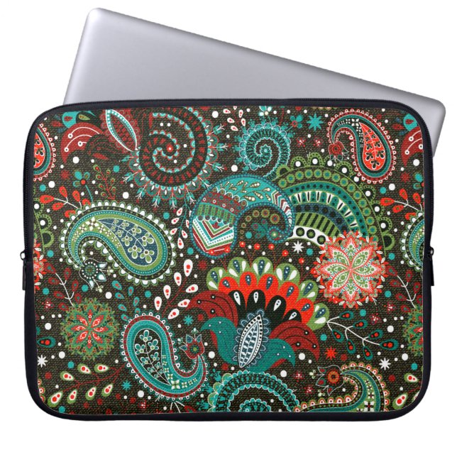 Floral seamless pattern with paisley elements laptop sleeve (Front)