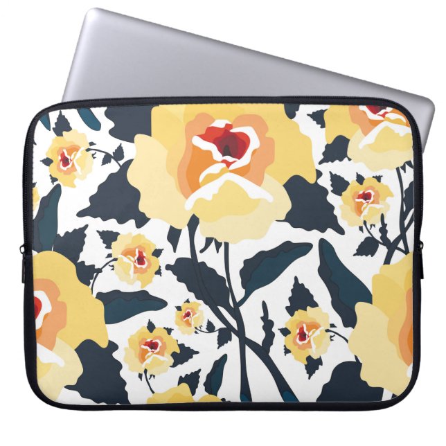 Floral seamless pattern with roses. seamless texti laptop sleeve (Front)