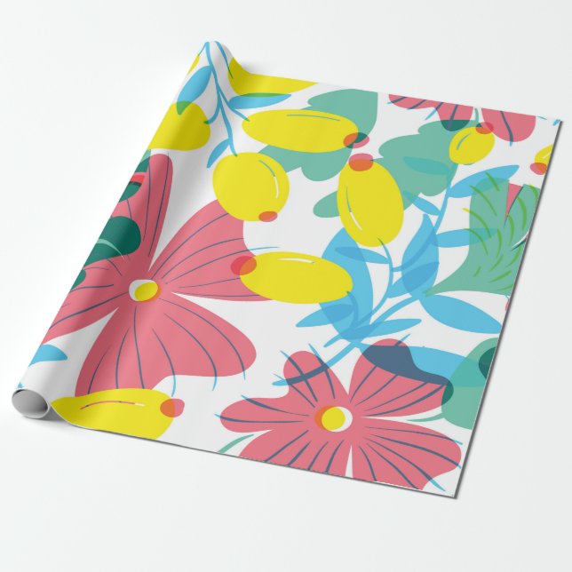 Floral seamless pattern with tranparency elements. wrapping paper (Unrolled)