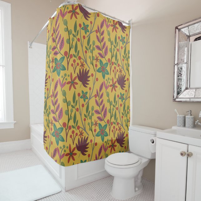 Floral seamless pattern yellow flowers and leaves (In Situ)