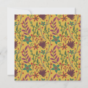 Floral seamless pattern yellow flowers and leaves card