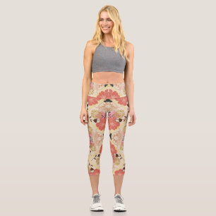 Floral seamless vintage pattern design. capri leggings