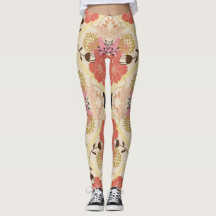 Floral seamless vintage pattern design. leggings