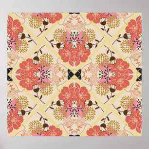 Floral seamless vintage pattern design. poster