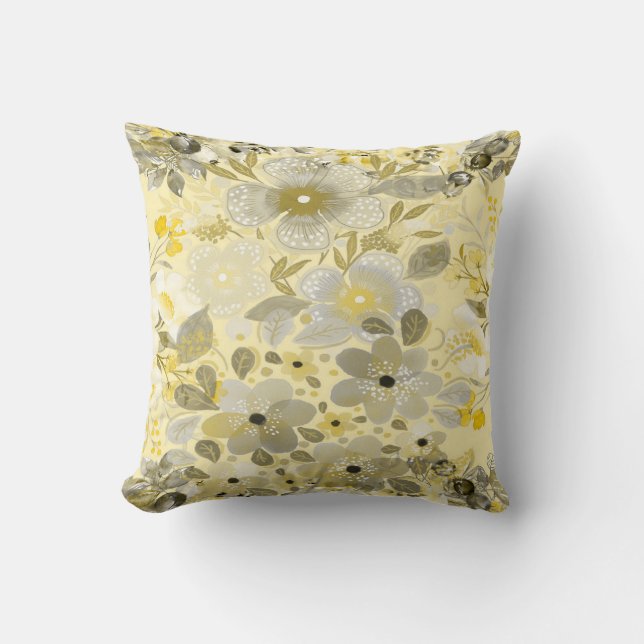 Floral seamless yellow pattern Throw Pillow (Front)