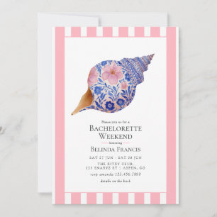 Floral Seashell Coastal Beach Bachelorette Weekend Invitation