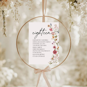 Floral Seating Chart Card   Table Eighteen