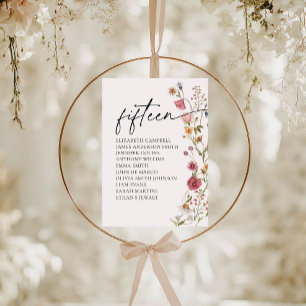 Floral Seating Chart Card Table Fifteen