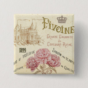 Floral Seed Packet 2 Inch Square Button