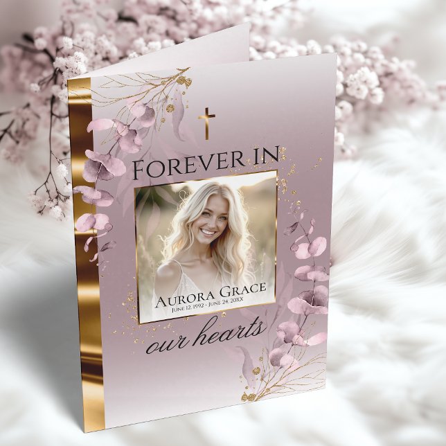 Floral Serenity Funeral Program Card (Creator Uploaded)