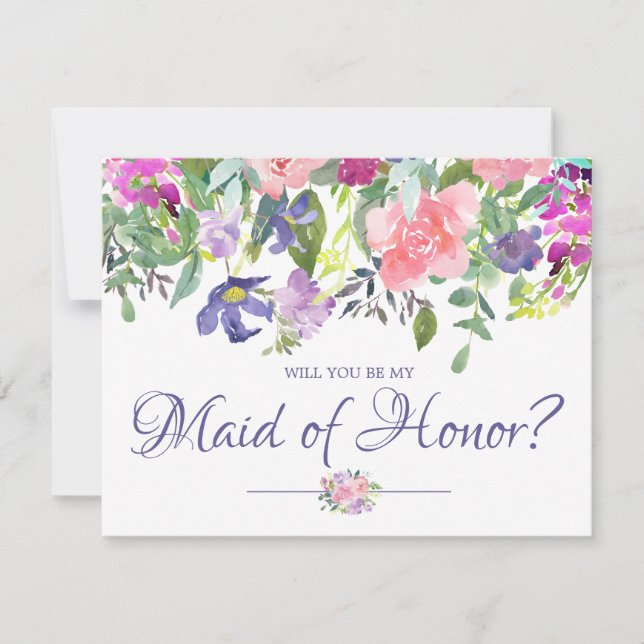 Floral Serez-vous ma carte de servante d'honneur ? (Devant)