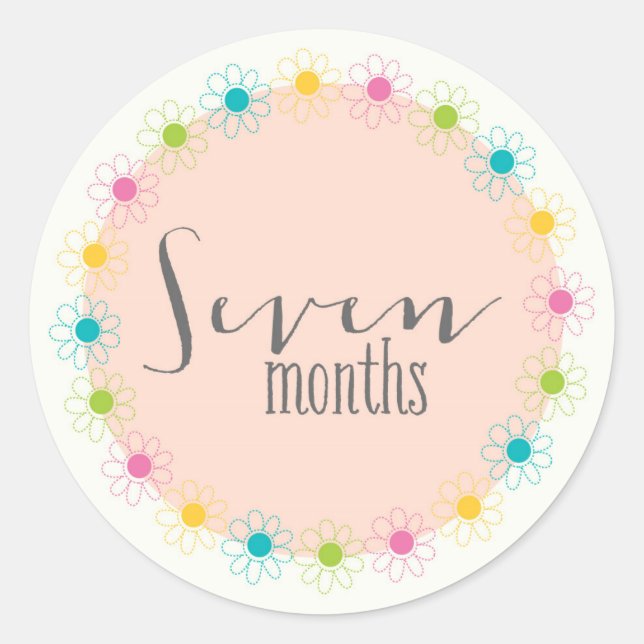 Floral Seven Months New Baby Sticker (Front)
