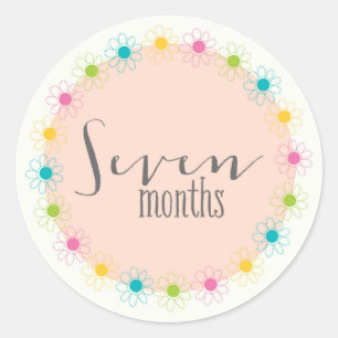 Floral Seven Months New Baby Sticker