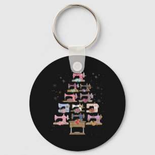 Floral Sewing Christmas Tree Quilting Sewing Lover Keychain