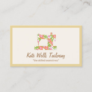 Floral Sewing Machine Seamstress Calling Card