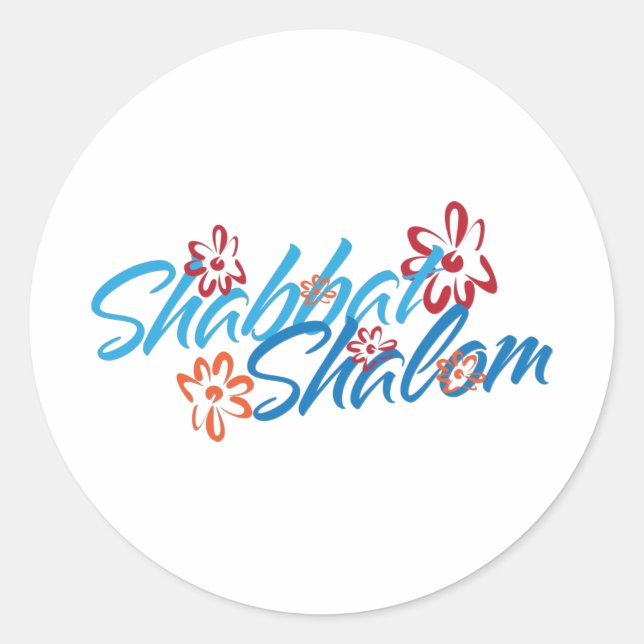 Floral Shabbat Shalom Classic Round Sticker (Front)