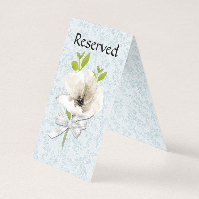 Floral Shabby Reserved Wedding Table Tent Card (Back)