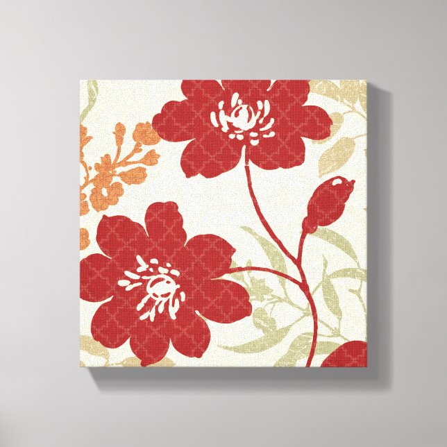 Floral Shadows in Red and Orange Canvas Print (Front)