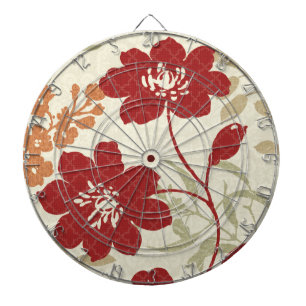 Floral Shadows in Red and Orange Dartboard
