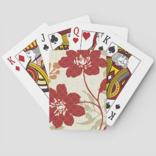 Floral Shadows in Red and Orange Playing Cards