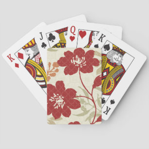 Floral Shadows in Red and Orange Playing Cards