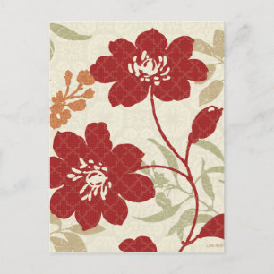 Floral Shadows in Red and Orange Postcard