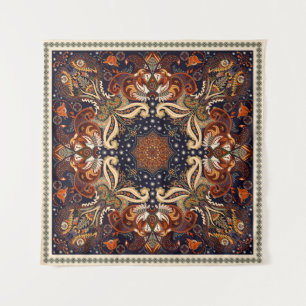 Floral shawl square ornament: Indian batik. Tapestry