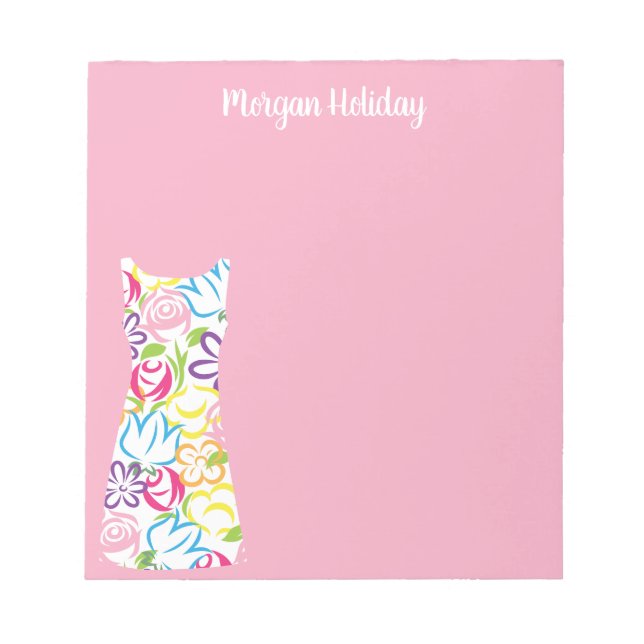 Floral Shift Dress Personalized Notepad (Front)